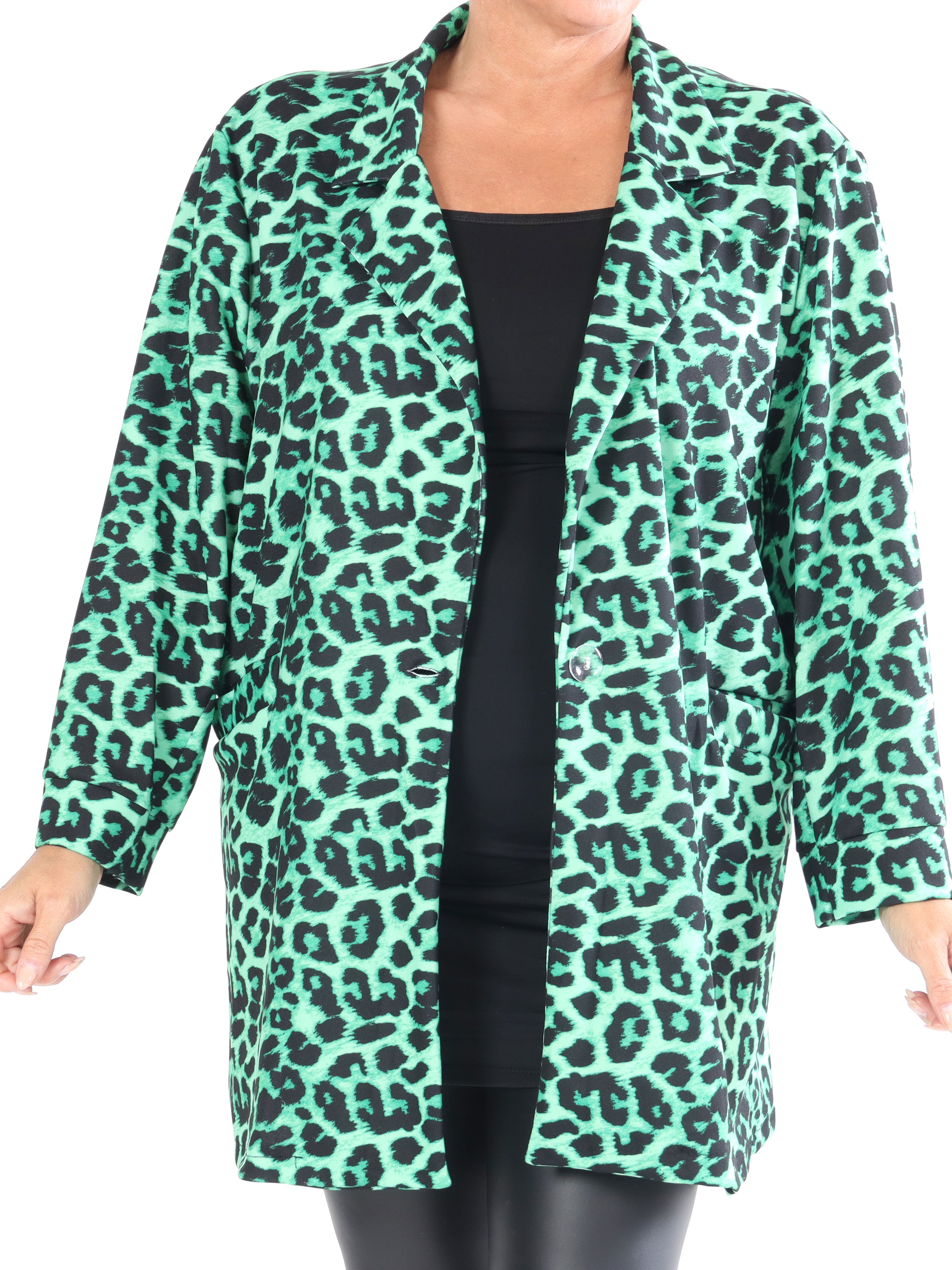Alberte Leo - Plus size blazer i leopardprint